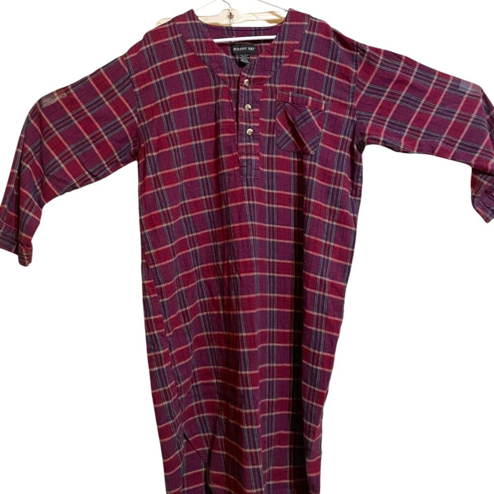Botany 500 | Vintage Red Plaid Flannel Sleep Night Shirt M / L